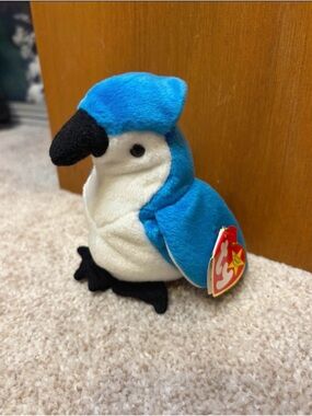Ty Blue, White & Black Plush Bird Beanie - Bright Blue Winged Toy